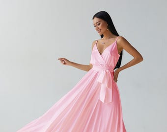 Pink Formal Dresses & Evening Gowns, Pink Formal Dress, Pink Maxi Dress,  Pink Satin Dress, Pink Satin Dress, Pink Evening Dress, Pink Dress - Etsy UK