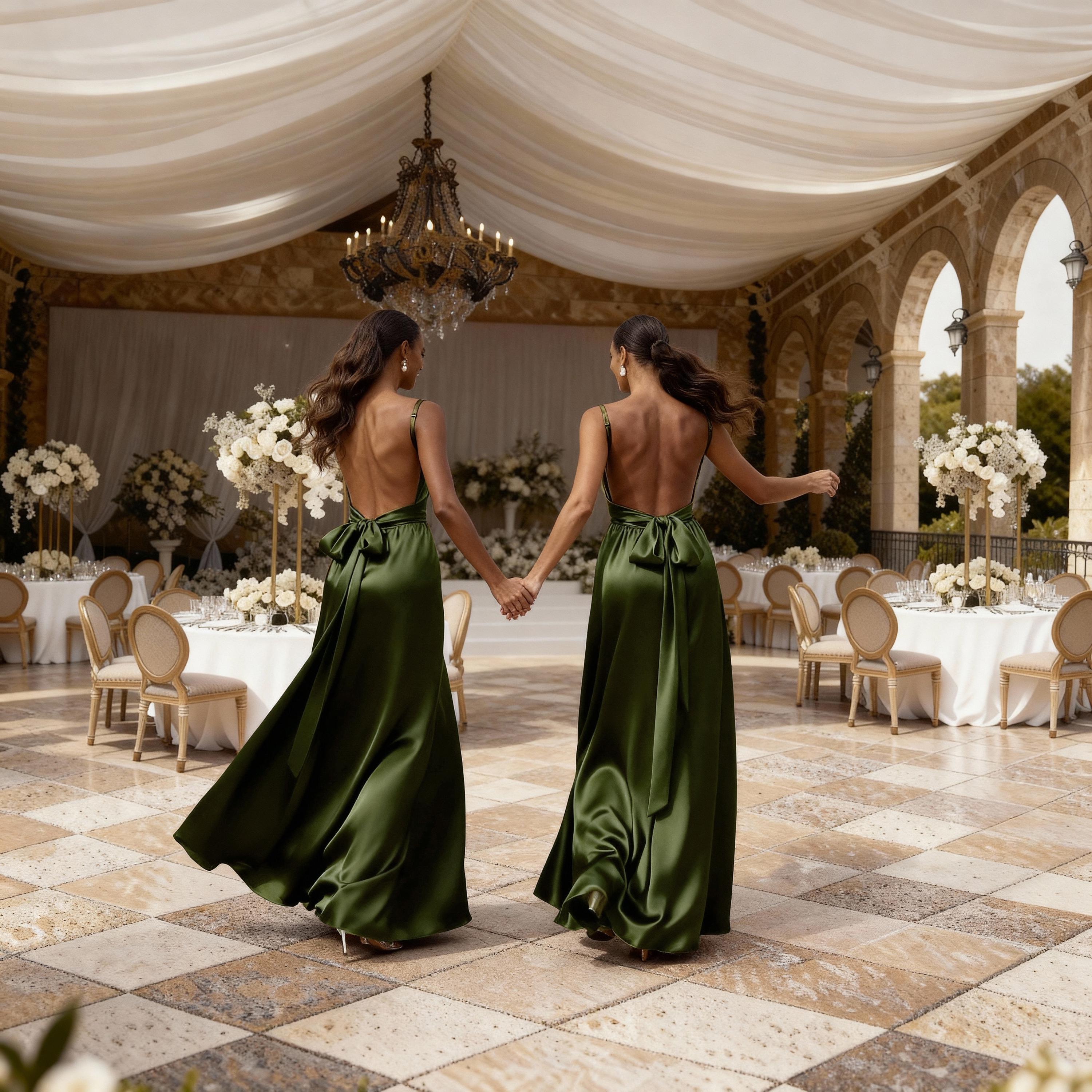 Olive Green Silk Satin Cowl Neck Backless Maxi Dress With Bow, Elegant Bridesmaid Gown - Etsy Olive Green Silk Satin Cowl Neck Backless Maxi Dress With Bow, Elegant Bridesmaid Gown - Etsy