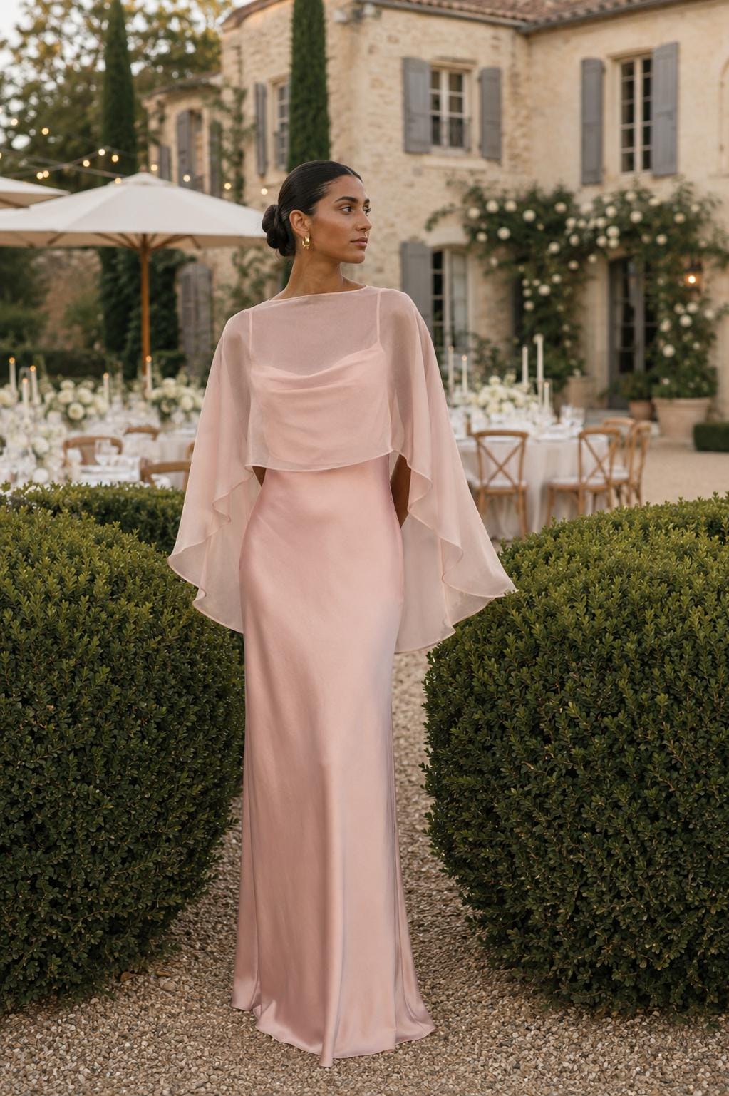 Modest Peach Bridesmaid Dress