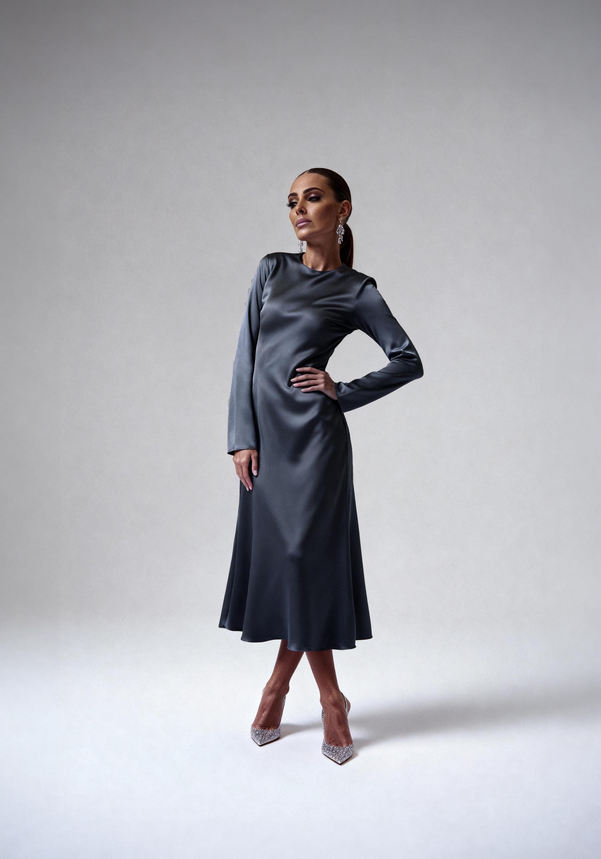 Charcoal Grey Evening Dress - Etsy