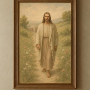 Jesus Wall Art Print, Christian Home Decor, Good Shepherd Poster, Vintage Religious Artwork, Bible Verse Gift, Jesus Picture for Living Room