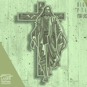 Jesus Cross SVG Multilayer Laser Files, God Art, Christian Vector, cdr ai dwg eps Formats For Cutting Machines, Cricut Wood Design