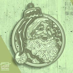 Arquivos SVG em camadas de laser do Papai Noel, design de Natal, formatos cdr ai dwg eps para máquinas de corte, projetos Glowforge, modelo de recorte de papel