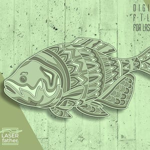 Fisch SVG Layered Laser-Dateien, Meerestier-Design, Papierschnitt Vorlage, Cricut, Glowforge, CNC, cdr ai dwg eps Formate für Schneidemaschinen