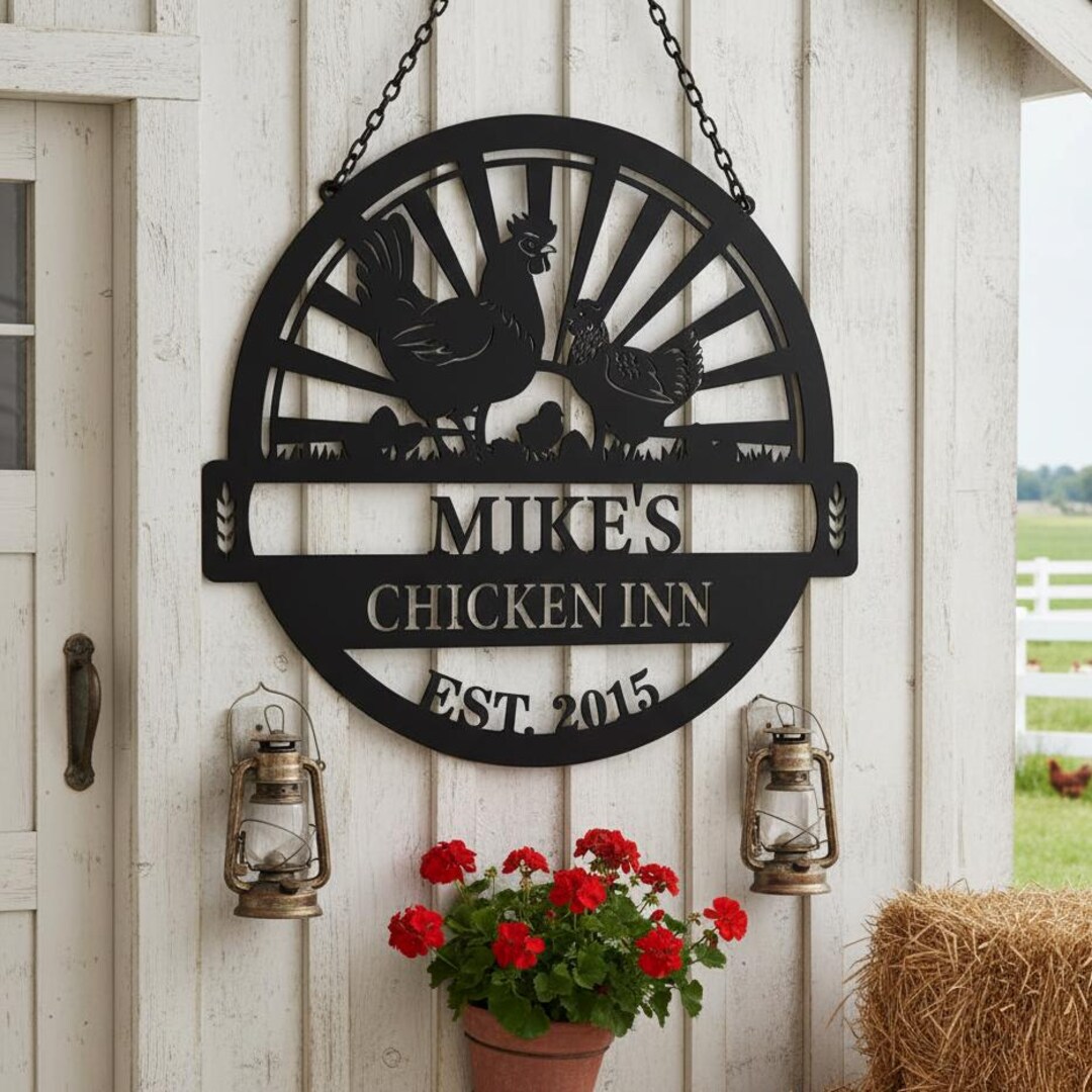 Personalized Chicken Inn Name Sign,custom Chicken Inn Metal Sign,rustic ...