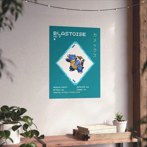 Blastoise Vintage Printable Wall Art, Digital Download, Pokemone Fan Art, Japanese Home Decor, Pokemone Style Art, Printable Anime Poster