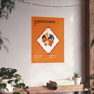 Charizard Vintage Printable Wall Art, Digital Download, Pokemone Fan Art, Japanese Home Decor, Pokemone Style Art, Printable Anime Poster