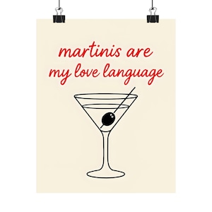 Capricieuze martini-cocktailposter | Perfect voor thuisbardecor, cadeau voor cocktailliefhebbers, muurkunst, martini-kunstwerk, keukendecor