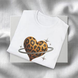 Leopard Heart Graphic T-Shirt, Cute Casual Tee, Gift for Animal Lovers, Fashion for Every Occasion, Trending Apparel