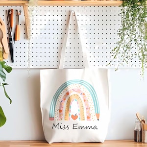 Sac fourre-tout pour professeur, fourre-tout personnalisé en toile pour professeur, cadeau pour le professeur, sac cadeau personnalisable pour professeur, sac fourre-tout d'école, cadeau de remerciement pour professeur