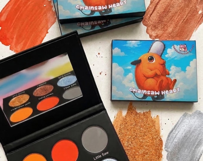 Pochita Inspired Eyeshadow Palette - Anime-Inspired Orange & Gold Makeup Palette