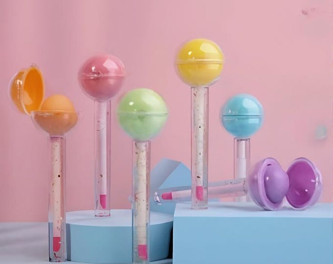 Lollipop Lip Balm & Lip Gloss Duo - Kawaii Lip Care Gift