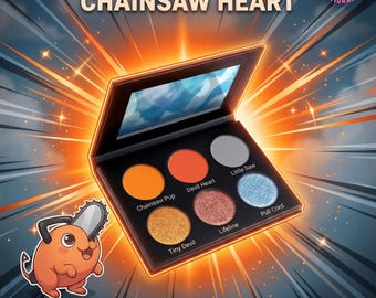 YA DISPONIBLE - Paleta de sombras de ojos Pochita Chainsaw Heart inspirada en El hombre de la motosierra