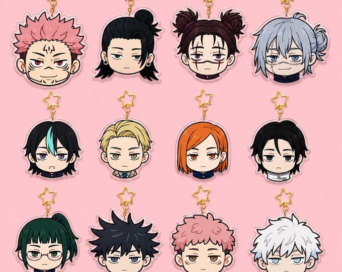 Jujutsu Kaisen Inspired Acrylic Keychain | Chibi Anime Keychain Charm | Cute Manga Fan Gifts