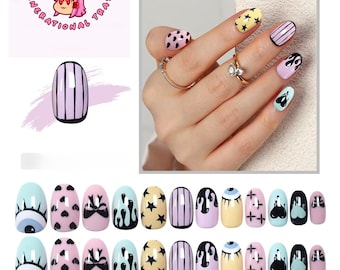 Uñas postizas de gel suave / Uñas postizas reutilizables, kit de manicura instantánea (30 piezas)