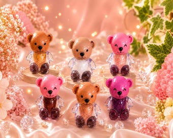 Porte-clés ours, gloss à lèvres scintillant | Gloss hydratant pailleté kawaii, porte-clés de collection
