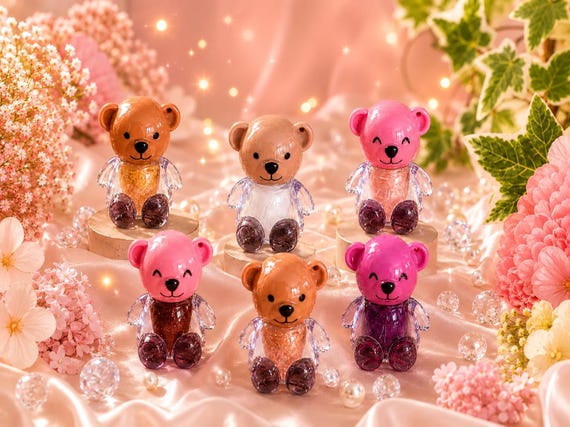 Bear Keychain Shimmer Lip Gloss | Kawaii Sparkly Hydrating Gloss, Collectible Keyring