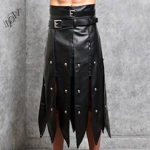 Handmade Leather Kilt: Men&#39;s Gothic Punk Fashion Skirt