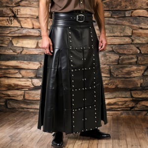 Handmade Leather Utility Kilt: Punk Gothic Fashion