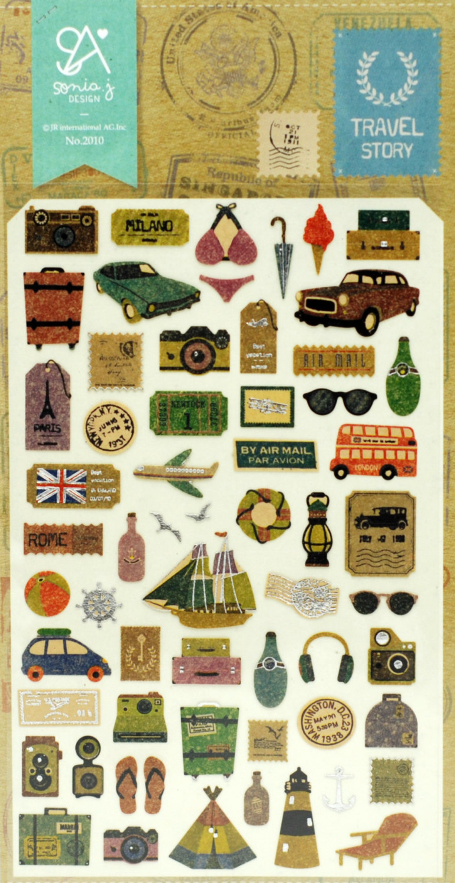 large scrapbook travel stickers