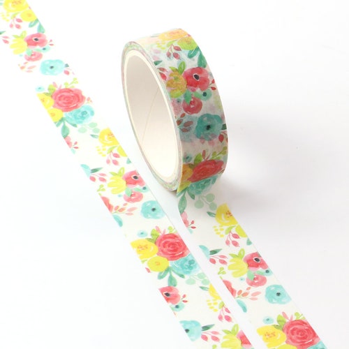 Watercolor Flower Washi Tape Craft Supplies Scrapbooking Etsy