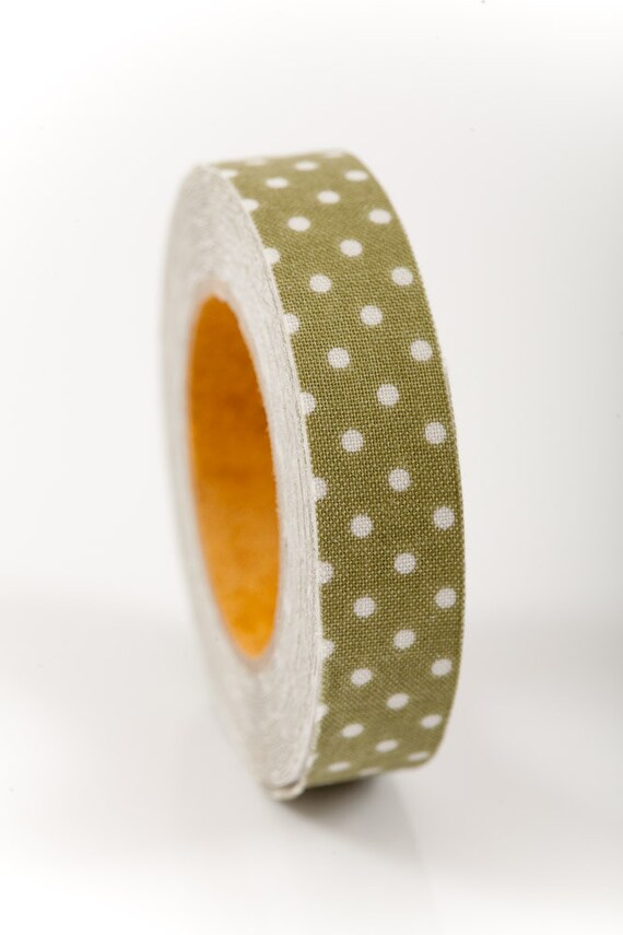 Items similar to Fabric Tape FT 011 Khaki with White Polka Dots