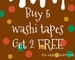 Buy 5 whole rolls of Assorted washi tapes - Any sizes/patterns 5 rolls washi tape of your choice - get 2 FREE - erin condren planner 