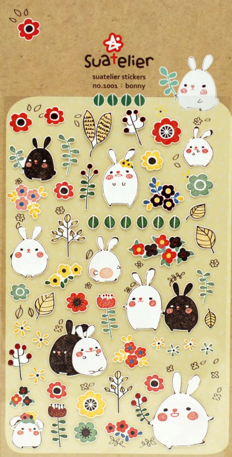 Cute Bunny Stickersfloral Stickers scrapbooking Stickers Etsy