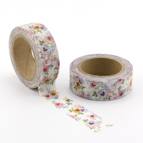 Watercolor Flower Washi Tape Craft Supplies Scrapbooking Etsy