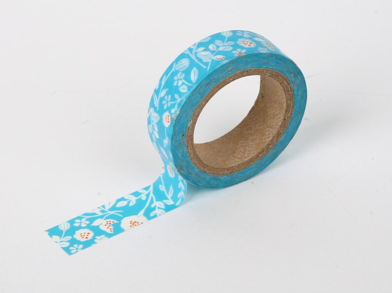 03 Beach Flower Washi Tapeblue Floral Washicraft Etsy