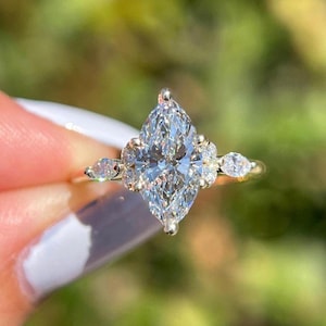2.5CT Marquise cut Moissanite Engagement ring 14k Yellow Gold Wedding Ring Promise ring Marquise Cut Diamond Solitaire ring Gift for her