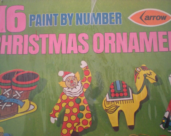 Vintage Paint by Number Wood Christmas Ornaments Etsy