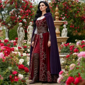 Medieval Hooded Cloak Fantasy Renaissance Cape Long Gothic Witch Vampire Costume Cloak Halloween Festival Cosplay for Adults Men and Women