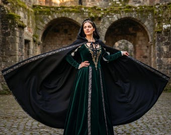 Medieval Hooded Cloak: Renaissance Costume Cape with Hood, Festival Costume