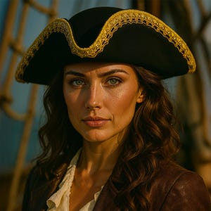 Classic Tricorn Pirate Hat Revolutionary War Costume Themed Parties Authentic Colonial Tricorn Pirate Hat Historical Halloween Costume Adult