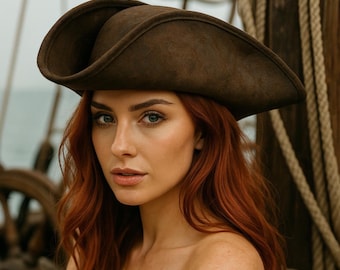 Classic Brown Colonial Pirate Tricorn Hat Revolutionary War Costume Themed Parties Authentic Tricorn Pirate Hat Historical Halloween Costume