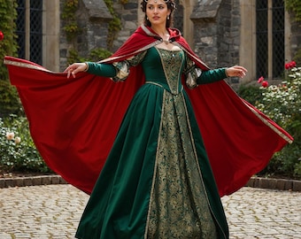 Hooded Renaissance Cloak: Unisex Medieval Costume Cape Halloween