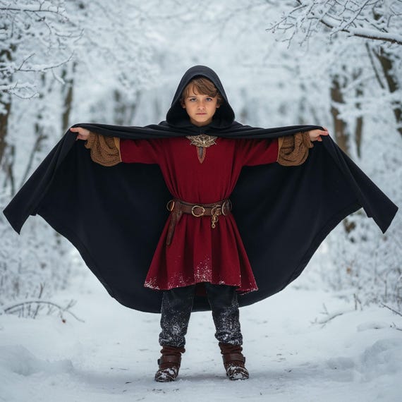Medieval Kids Cloak With Hood: Renaissance Cape for Boys Girls, Fantasy  Elven Wizard Witch Costume, Gothic Viking Halloween Festival Cosplay - Etsy