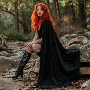 Velvet Hooded Cloak with Full-Length Cape for Adults Medieval Costume Cloak Renaissance Fair Gothic Vampire Witch Cape Costume for Men Women