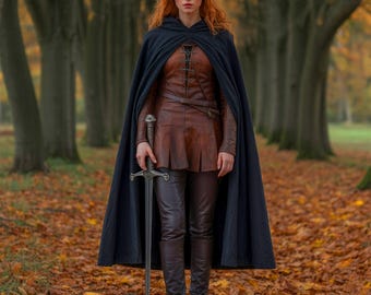 Gothic Renaissance Hooded Cloak Renaissance Short Cape Gothic Medieval Cloak Fair Witch Hooded Cape Festiva Halloween Costume for Adult