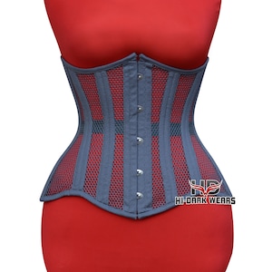 Gray Mesh Underbust Corset | Breathable Cotton Waist Trainer for Women | Handmade Double Steel Boned Corset | Gothic Style Cincher