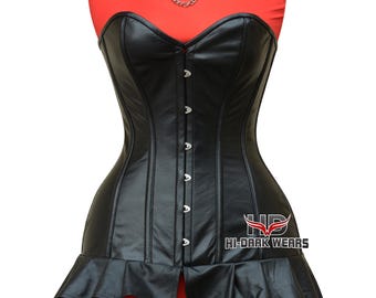 Handmade Real Leather Overbust Corset: Waist Training, Gothic Fashion