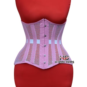 Baby Pink Mesh Underbust Corset | Double Steel Boned Waist Trainer | Handmade Women’s Shaping Corset | Breathable Gothic Cincher