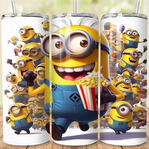 Paquete de envoltorios para vasos de Minions, diseño PNG de envoltorios para vasos de Minions de 20 oz con descarga instantánea, plantilla digital para vasos delgados de 20 oz