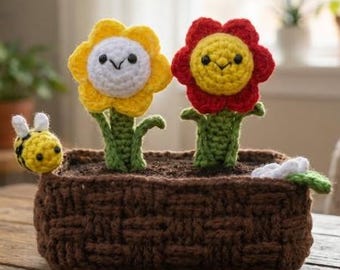 Crochet Flower Pot Pattern, Amigurumi Plants Tutorial (PDF Pattern)