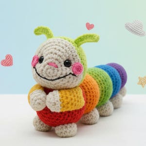 Mini Pink Caterpillar Amigurumi Crochet Pattern | Beginner Friendly Plush Toy (PDF Download)