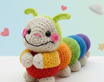 Mini Pink Caterpillar Amigurumi Crochet Pattern | Beginner Friendly Plush Toy (PDF Download)