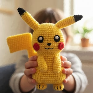 Pikachu Virkmönster, Amigurumi-handledning för nybörjare (PDF-mönster)
