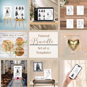 Funeral Bundle bearbeitbare Vorlage Feier des Lebens Gedenkpaket Trauerprogramm. Feuerbestattung. Federsammlung