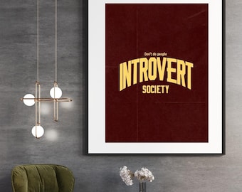 De introverte samenleving doet geen mensen pdf digitaal print. introverte club introverte groep. kunst aan de muur, grillig, grappig. cadeau voor introvert